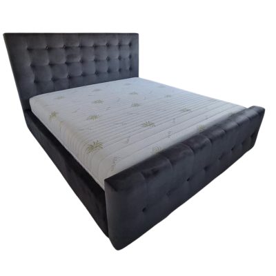 Pat tapitat ANDREAS cu somiera rabatabila si lada depozitare + saltea